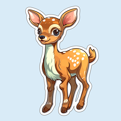 Vector sticker design, transparent background, cute cartoon whitetail deer