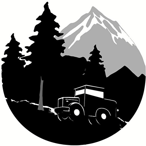 a vector monochromatic logo that includes a cement mixer a mountain for a concrete business located in boise idaho