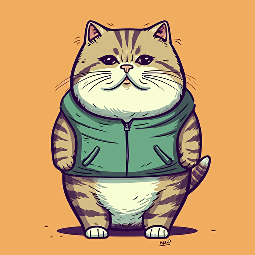 cute cat standing like human fat short vector art