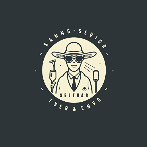 logo for a rental company named The Flying Saucer, delivering glasses, cutlery, tables, chairs, vector minimalistic
