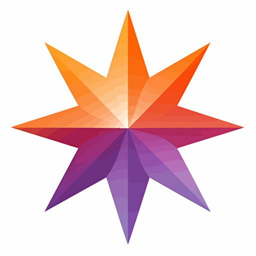 a abstract purple orange vector gradient 5 point roundel thick star on white