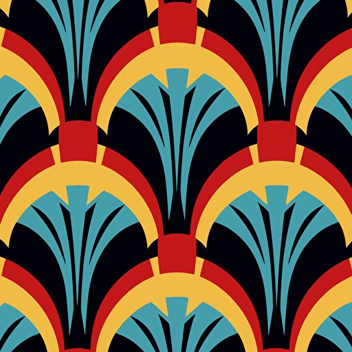simple art deco pattern, flat, minimalist, vertical, vector, red, blue, yellow, black 9:16