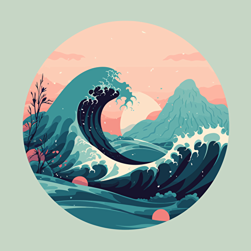 vector illustration, flat illustration, simple colours, surf wave