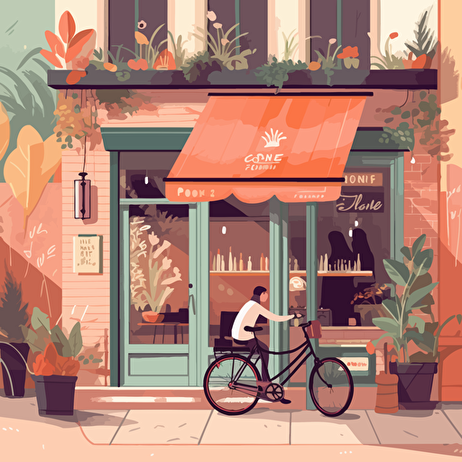 Artsy flat vector illustration of a cafe called "pinaille cafe"