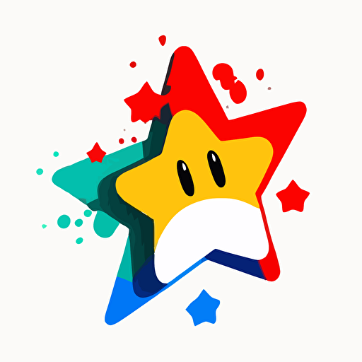 a 2d star, in the style of mario 64 star, minimalistic, simple, shooting star, vector , white background