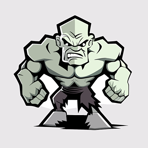punk rock golem, vector logo, vector art, emblem, simple cartoon, 2d, no text, white background
