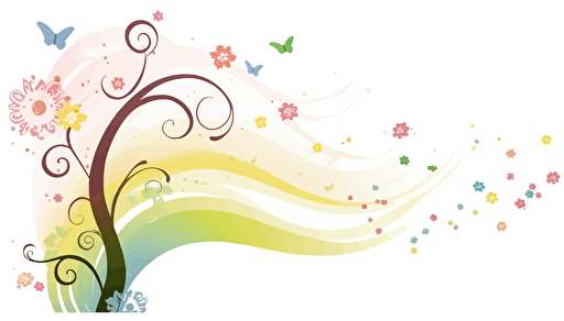 Spring wind Vector Clip Art, white background,