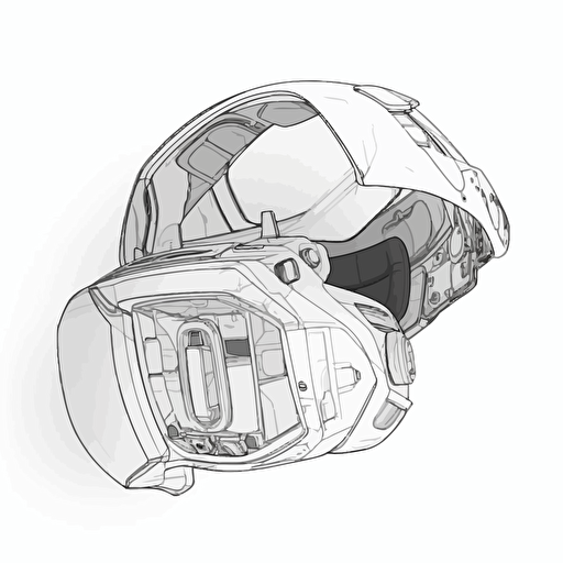 2D vector VR headset in minimalism cyberpunk style. Background white