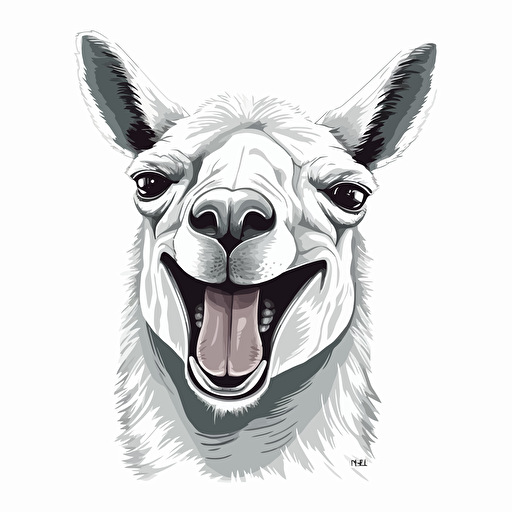 lama smiling with big teeth. vector. white backgroung