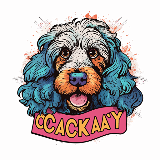 design vector style image with drawing of Cockapoo and text: This lady is cockapoo crazy
