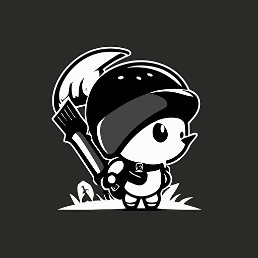 cute little hunter, flat vector logo, black and white, minimalistic, modern