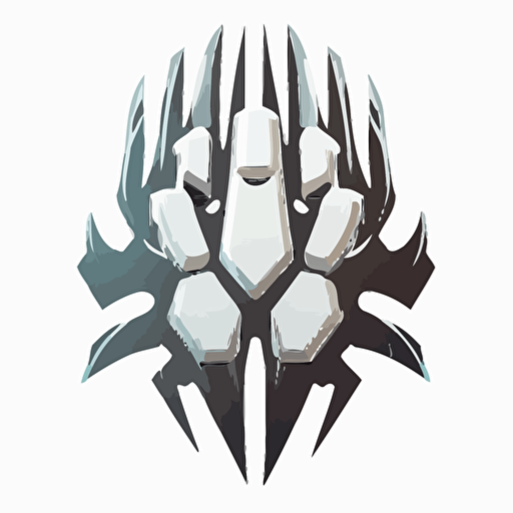 very stylized vector 2D cyber-punk white bear paw logo with long claws