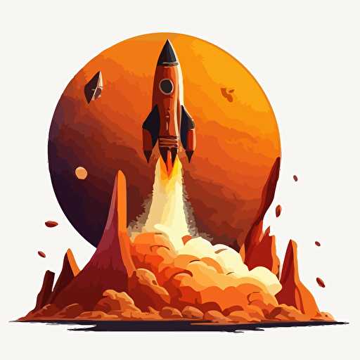 rocket mars vector white background