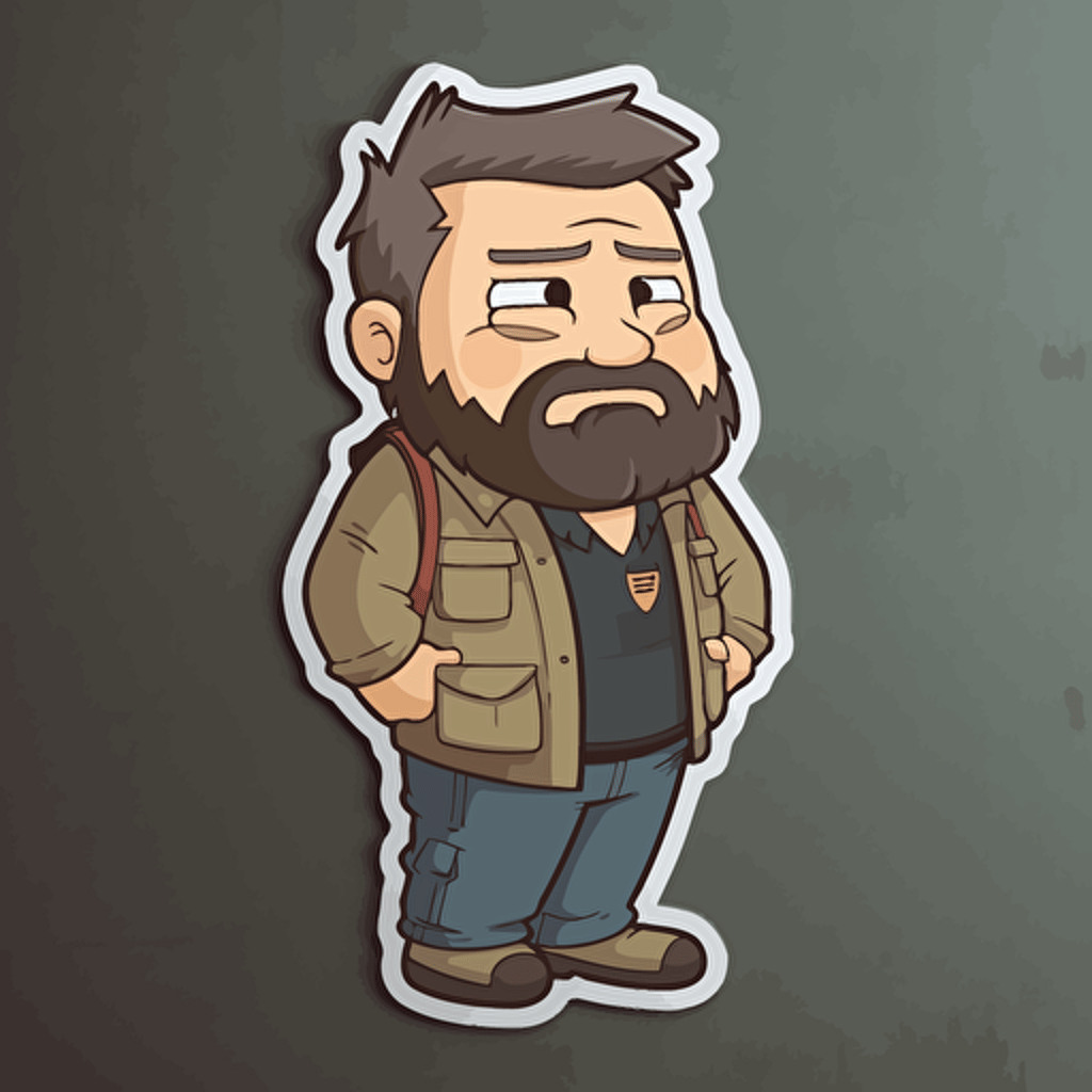 sticker design, super cute pixar style Jonathan Frakes, vector