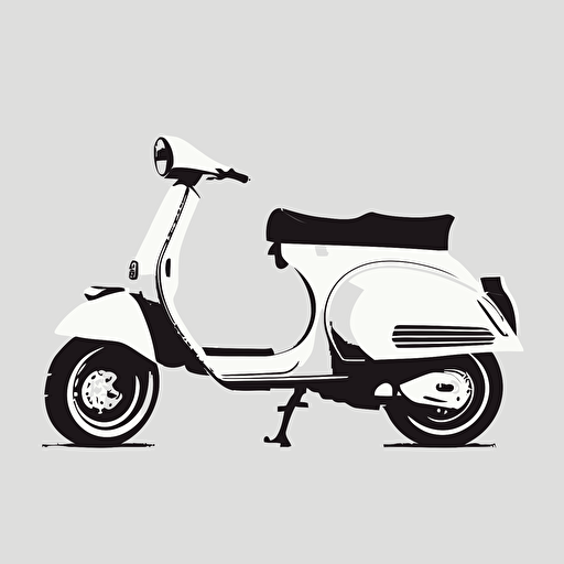 vespa, silhouette, white color, white background, no shadows, cartoon vector style