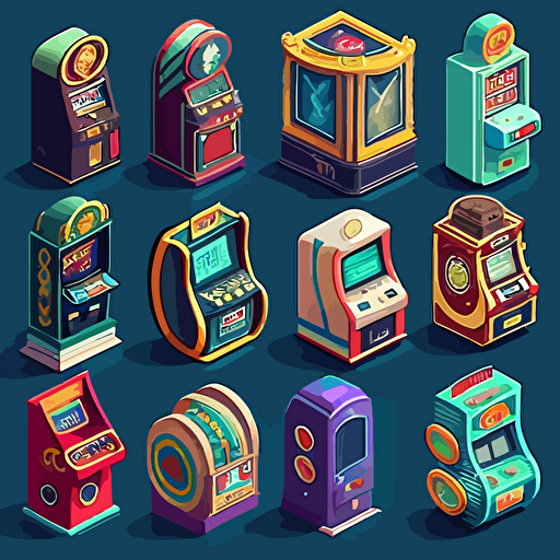 Many slot machines, vector art