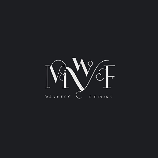 simple logo design of letter “ W F ”，flat 2d，monogram，vector，wedding logo，flat，clean，simplicity，love sense, white background