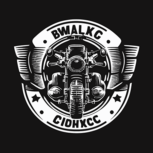 motorcycle club logo, BMW logo with boxer engine, simple vector, black and white