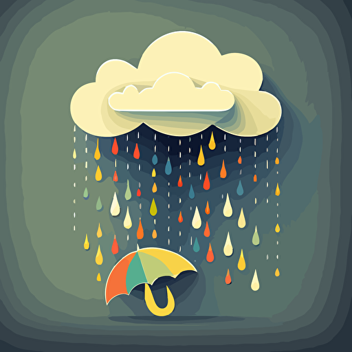 simple vector scene of raining with cloud