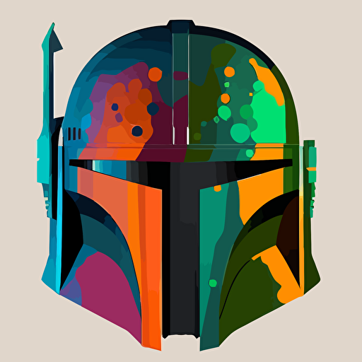 mandalorian helmet colorful abstract, star wars, vector logo, vector art, simple, cartoon, 2d