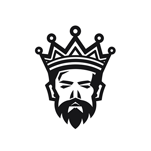 king illustration, minimal, outline strokes only, black and white, logo, vector, minimallistic, white background