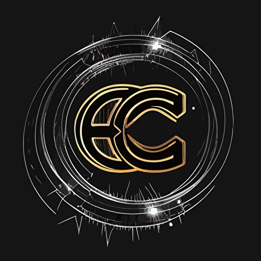 a simple sketch of a crypto money called CC logo on black background, logo, vector