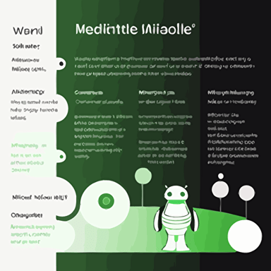 For the image of MidleJourney, a bot that provides assistance with a wide range of tasks on OpenAI, I envision a sleek, modern design with a friendly and functional feel. The color palette should consist of varying shades of green and white, with a gradient background from dark green at the top to light green at the bottom. MidleJourney itself should be depicted as a compact bot with a circular "head" and bright, expressive eyes on a white background. Simple yet elegant, the overall style should be clean and linear, with minimalistic details. The image should be in PNG format with a resolution of 1000x1000 pixels, and created in vector format for high-quality output and easy scalability.