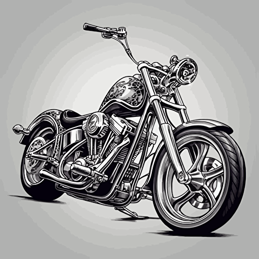 chopper motorcycle, vector art, cartoon