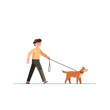 people walking a dog