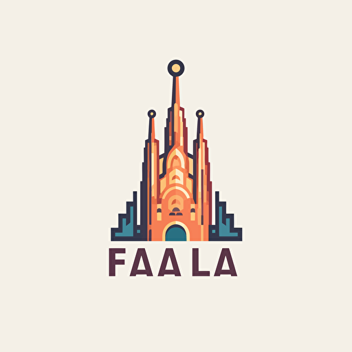 Logo minimal, simple logo, tourism, cultural, vector, mosaic style, tourism company, Hola company name, with the sagrada familia, Barcelona.