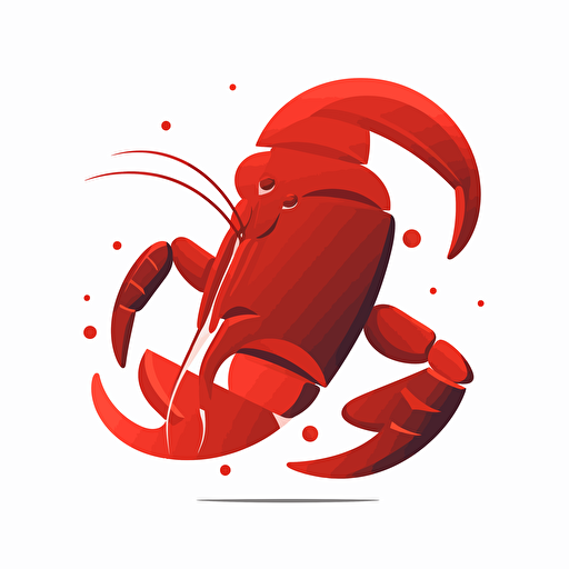 very simple logo for dancing crayfish, red colors, vector flat, PNG, SVG, flat shading, solid white background, mascot, logo, vector illustration, masterwork, 2D, simple, illustrator
