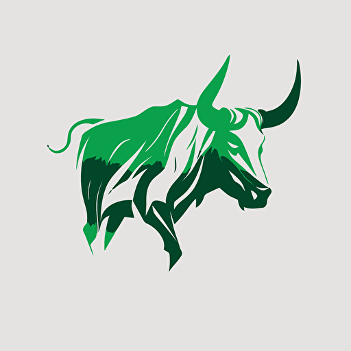 bull vector logo, green and white, minimalistic