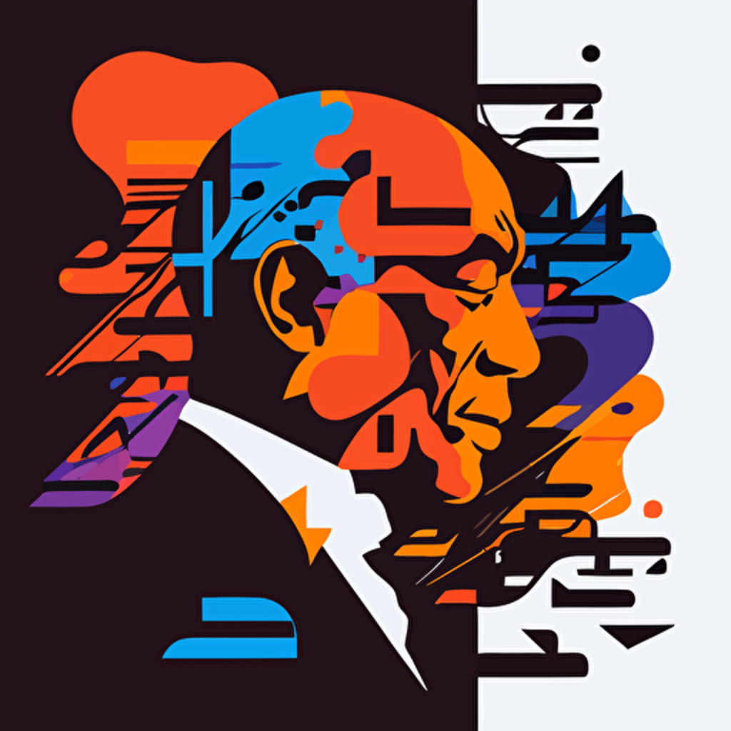 imagining abstract music by milton glaser, flat vector art, flat colors