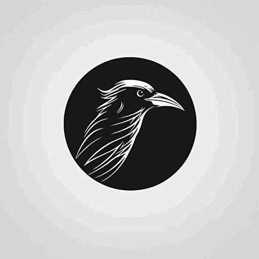 logo vector minimalistic raven cawing circle