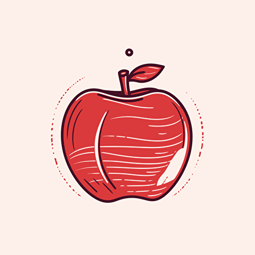 simple 2d vector inkline red apple