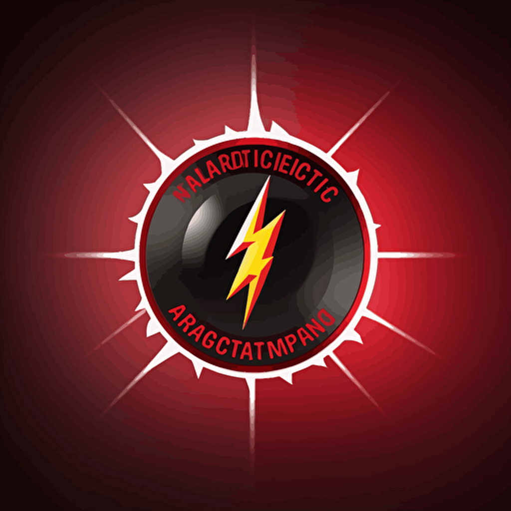 official accredited badge with red lightning bolt logomark, vector,