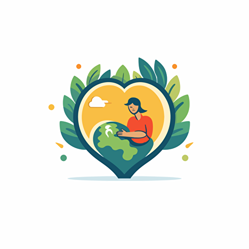 caring about the earth vector logo, white background