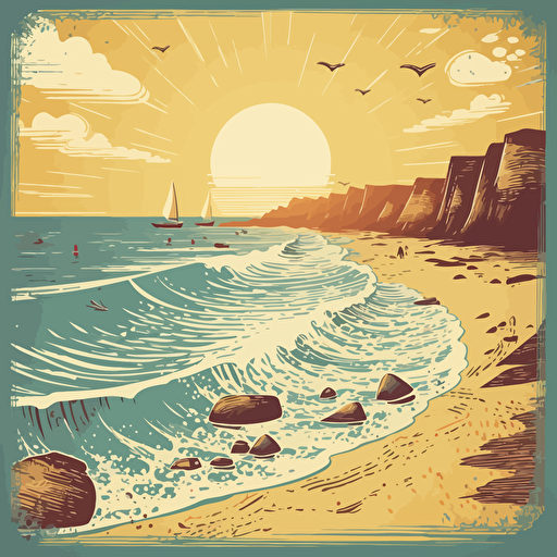 beach, sun, water, create a holiday atmosphere by the sea in vector version