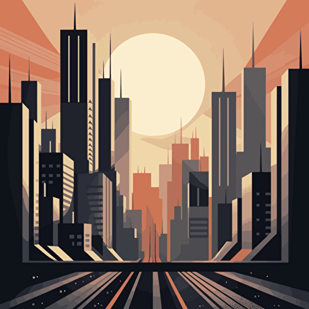 art deco city , vector style, architectural, poster