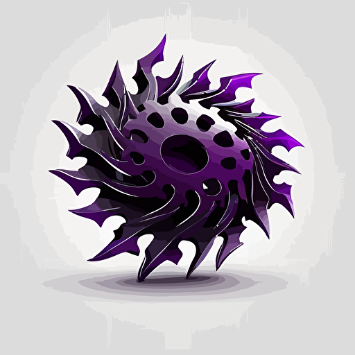 icon, logo, gear, small electric flame, white background, single color, purple, vector, no shadows