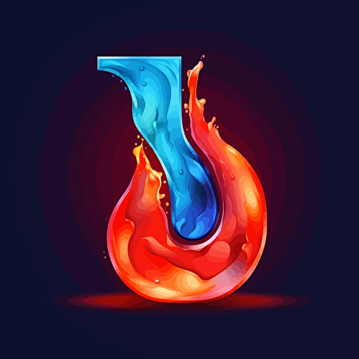 vector logo with the letter N above and the letter G below the letter N, using 2 colors red and blue to represent fire and water destiny.