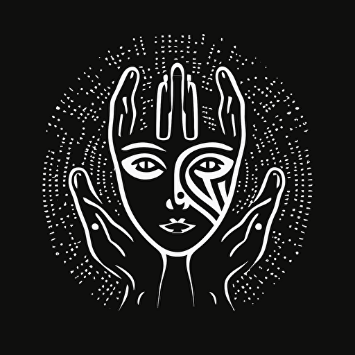 vector minimilistic logo of mask and hands line drawing monochromatic