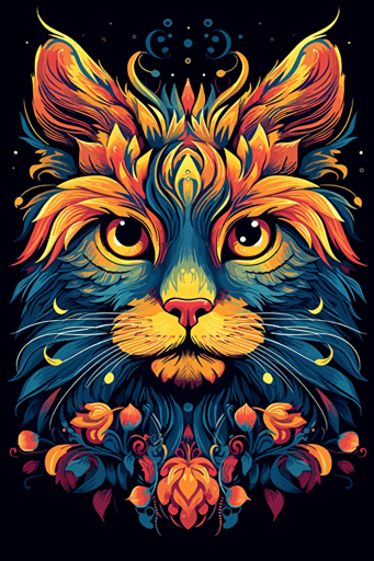 colorful svg vector drawing, a beautiful cat ::2 colorful svg vector drawing, a vase full of flowers