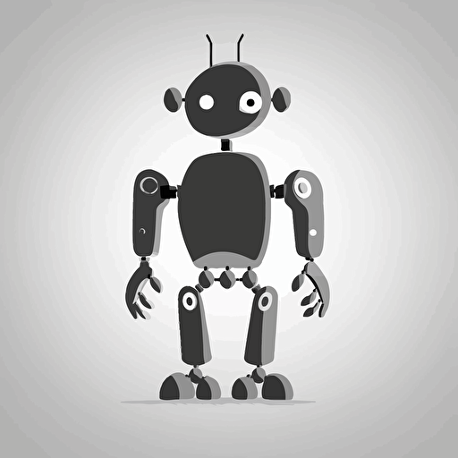 silhouette of simple shaped robot. 2D vector illustration