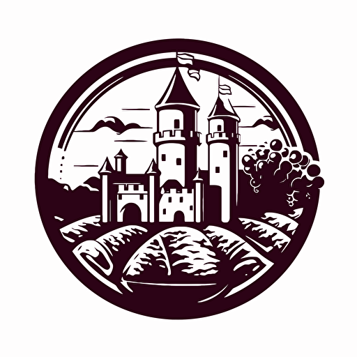 vector icon, wine chateaux, 100% white background