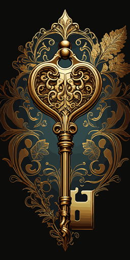 golden key, vector art ::