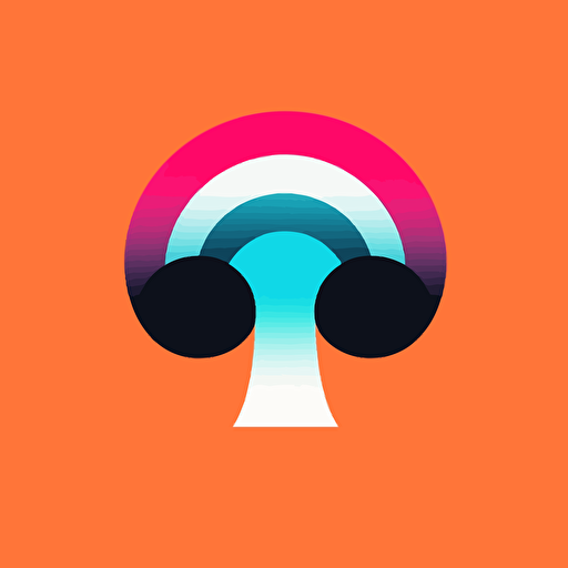 a simple logo for an entertainment dance company in the style of massimo vignelli, vector, high quality, bright colors, use a mushroom
