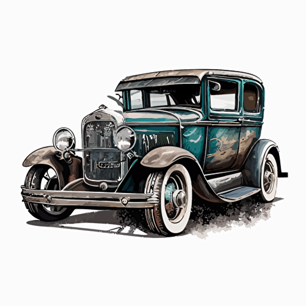 old timer car, vector style, ultra detailed, hypercolor, white background