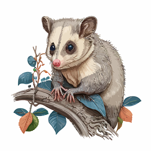 possum pencil drawing full color vector