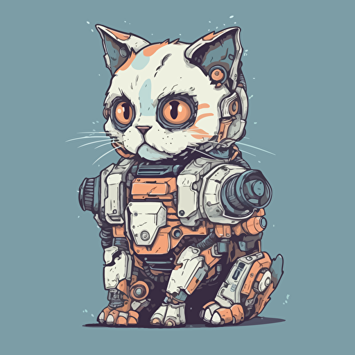cute kitten robot mech vector minimal style highly detailed